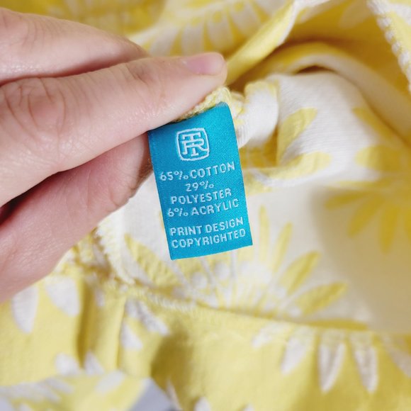 Tori Richard Yellow White Floral Fit & Flare Mini Dress Pocket Cotton Blend Sz 4 - Picture 7 of 13